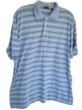 Vintage Traditionalist Men's Striped Polo Shirt Blue Yellow Performance Golf XL